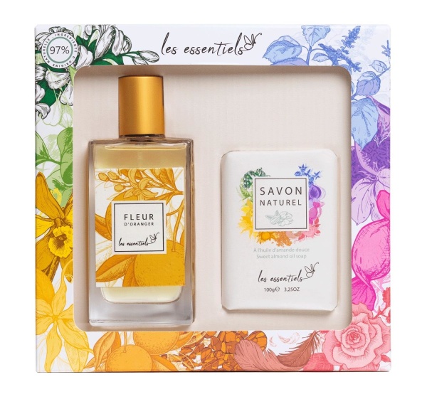 Box-Duo-Fleur D'oranger (Orangenblüte) -Seife & Parfüm - Eau de Parfum besteht zu 97% aus Inhaltsstoffen natürlichen Ursprungs.