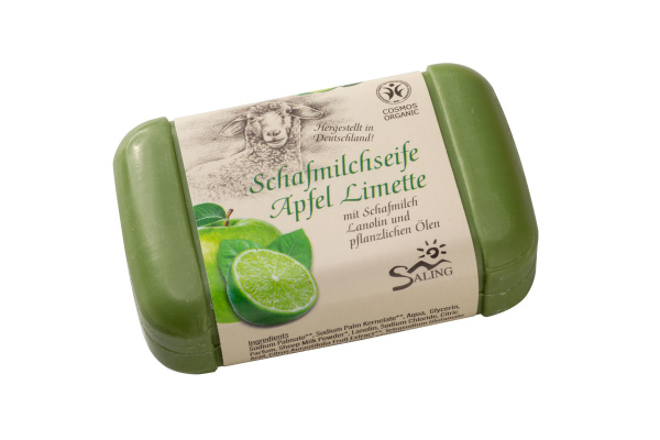 Schafmilchseife  Apfel/Limette - erfrischende Schafmilchseife 100g mit hochwertiger Schafmilch hergestellt in Deutschland unter Verwendung von Fetten und Ölen aus kontrolliert biologischen Anbau