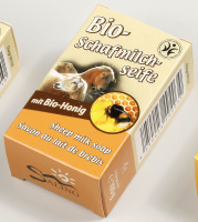 Schafmilchseife Bio Honig von Saling100g mit hochwertiger Schafmilch hergestellt in Deutschland unter Verwendung von Fetten und Ölen aus kontrolliert biologischen Anbau