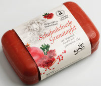 Schafmilchseife Granatapfel 100g exklusiv im Schnupper Stübchen mit hochwertiger Schafmilch hergestellt in Deutschland unter Verwendung von Fetten und Ölen aus kontrolliert biologischen Anbau