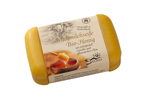 Schafmilchseife Honig 100g mit hochwertiger Schafmilch hergestellt in Deutschland unter Verwendung von Fetten und Ölen aus kontrolliert biologischen Anbau