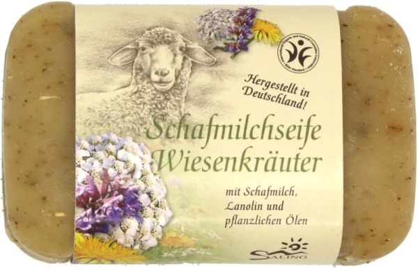 Schafmilchseife Wiesenkräuter 100g mit hochwertiger Schafmilch hergestellt in Deutschland unter Verwendung von Fetten und Ölen aus kontrolliert biologischen Anbau